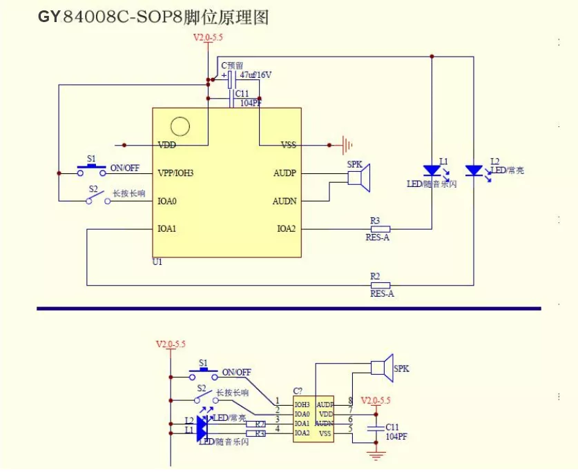 gy3308 reference circuit diagram and pin description